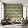 Olive Green Geometric Tribal Pattern Wallpaper 7