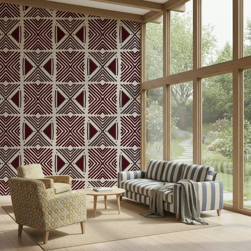 Tribal Wine Motif Wallpaper