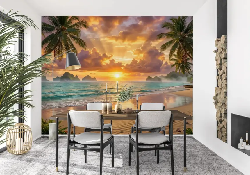 Tropical Beach Dawn Wall Mural