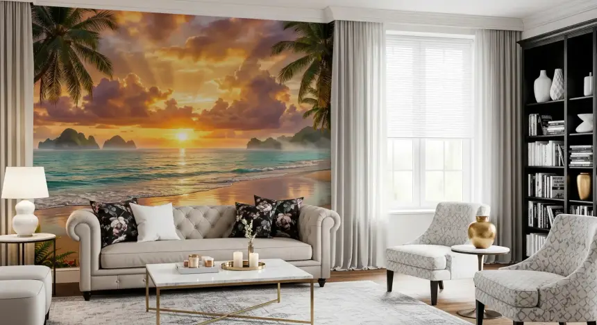 Tropical Beach Dawn Wall Mural