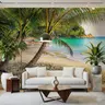 Exotic Tropical Beach with Leaning Palms Wall Mural 8