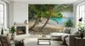 Exotic Tropical Beach with Leaning Palms Wall Mural 7