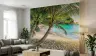 Exotic Tropical Beach with Leaning Palms Wall Mural 6