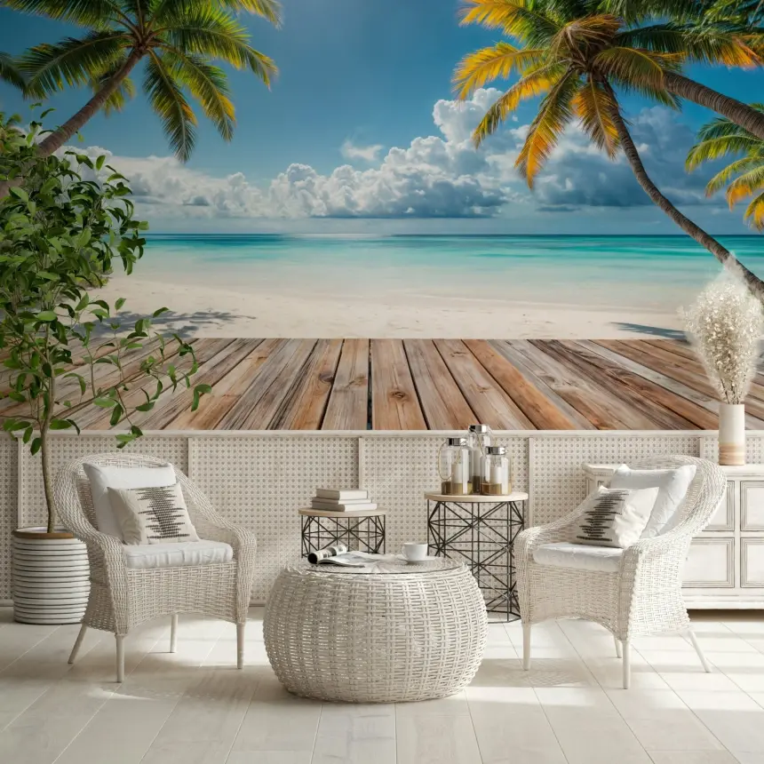 Tropical Beach View Wall Mural