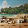 Golden Sand Turquoise Beach Lush Palm Forest Wallpaper Mural 7
