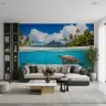 Tropical Island Beach and Sea Turtle Wall Mural 6