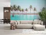 Serene Tropical Poolside Ocean View Wall Mural 8