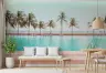 Serene Tropical Poolside Ocean View Wall Mural 7