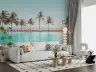 Serene Tropical Poolside Ocean View Wall Mural 6