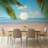 Palm Framed Azure Ocean Golden Shore Wallpaper 8