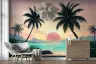 Vibrant Tropical Sunset Wall Mural with Palm Trees 8