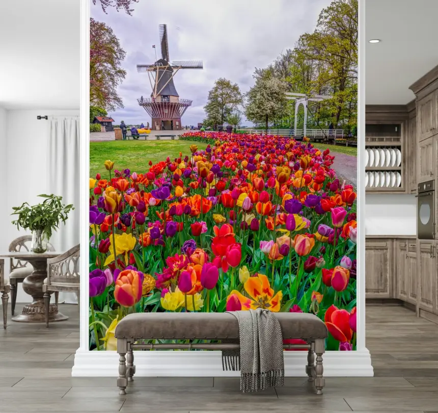 Tulip Windmill Garden Wall Mural