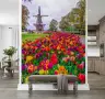Vibrant Tulip Field Windmill Wall Mural 7