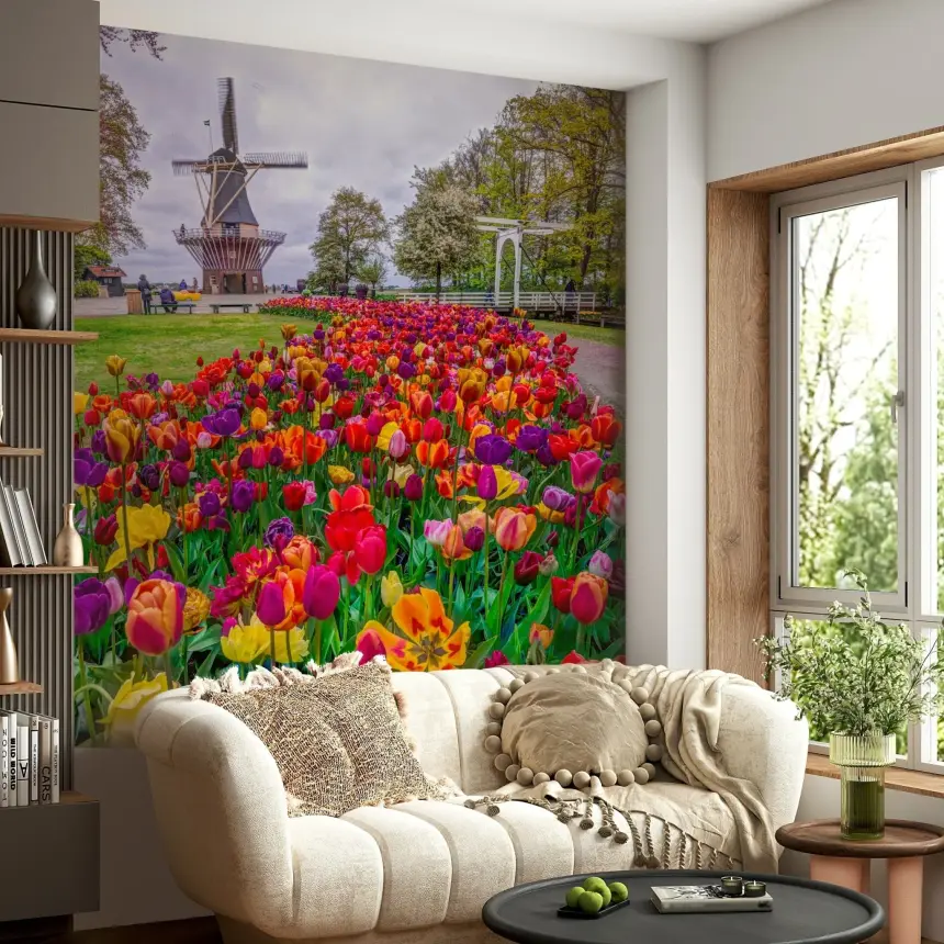Tulip Windmill Garden Wall Mural