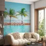 Tropical Ocean View Palm Trees Wall Mural 7