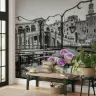 Venetian Cafe Scene with Colourful Roses Wall Mural 7