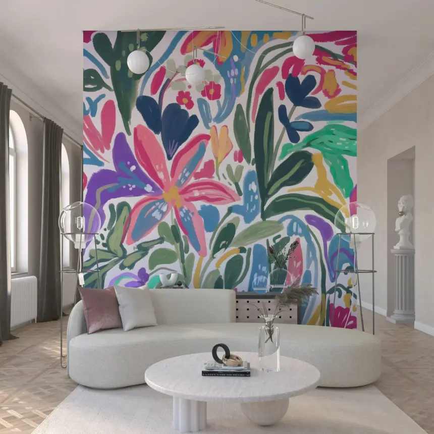 Vibrant Bloomscape Wall Mural