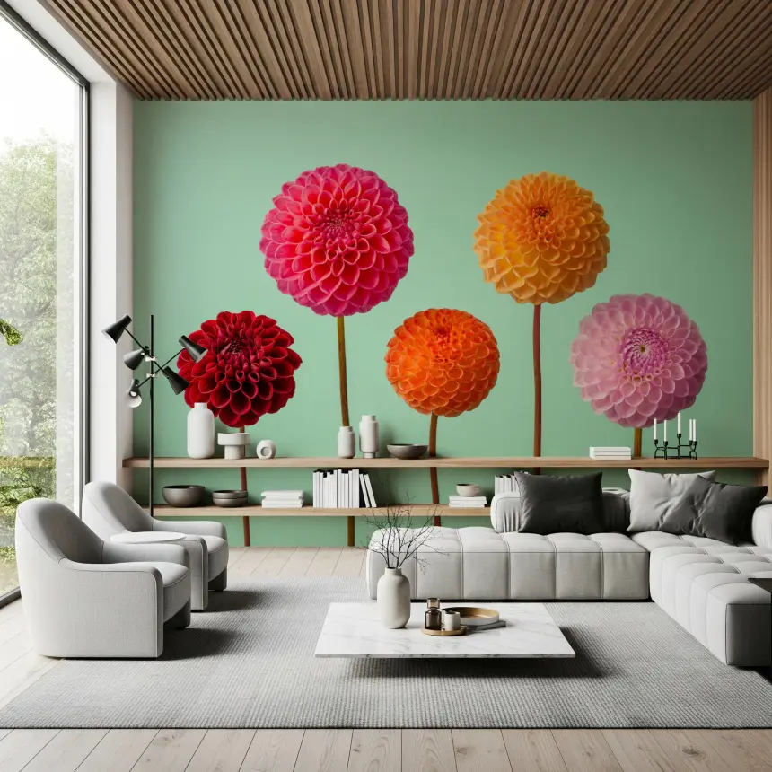 Vibrant Dahlias Wall Mural