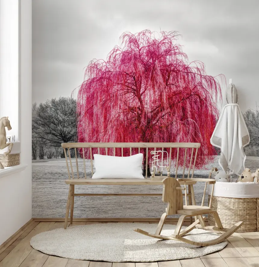 Vibrant Pink Willow Wall Mural