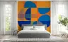 Vibrant Orange and Blue Abstract Geometric Wall Mural 8