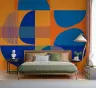 Vibrant Orange and Blue Abstract Geometric Wall Mural 6