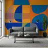 Vibrant Orange and Blue Abstract Geometric Wall Mural 7