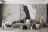 Bohemian Abstract Figures Black and White Wall Mural 7