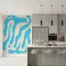 Modern Abstract Blue Organic Shapes Wall Mural 6