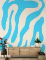 Modern Abstract Blue Organic Shapes Wall Mural 8