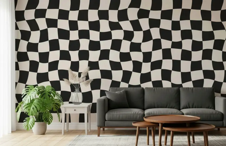 Wavy Check Wall Mural