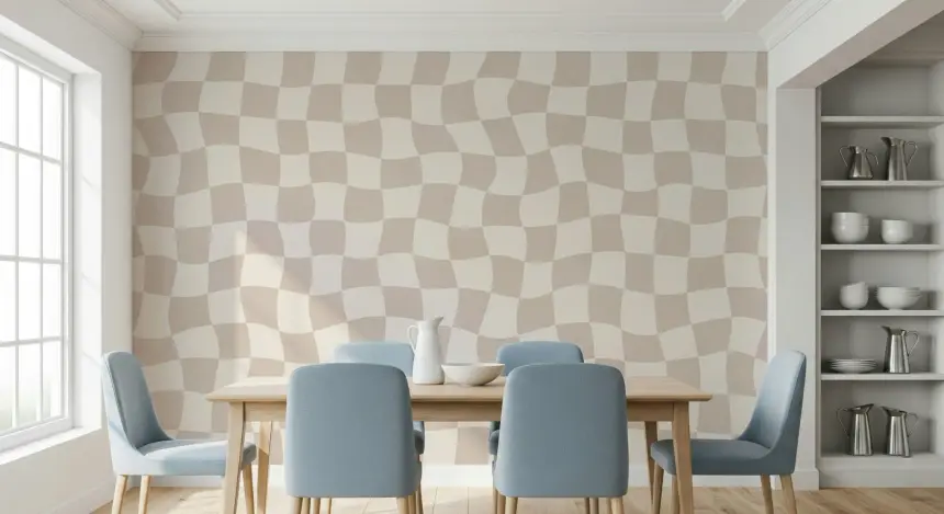 Wavy Checkered Dream Wall Mural