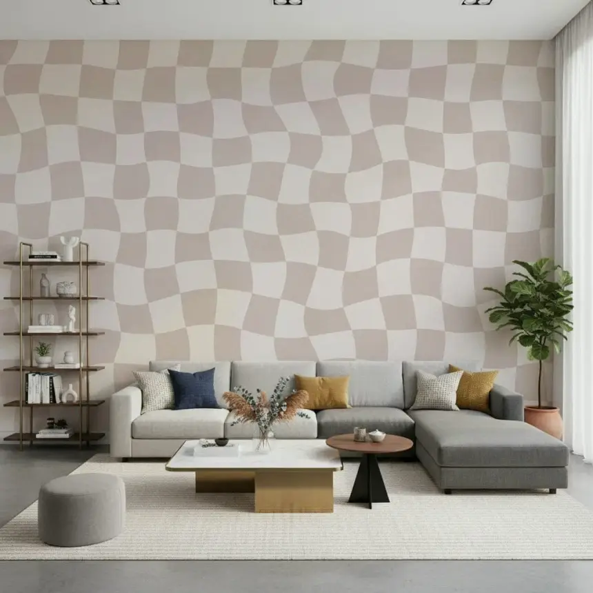 Wavy Checkered Dream Wall Mural