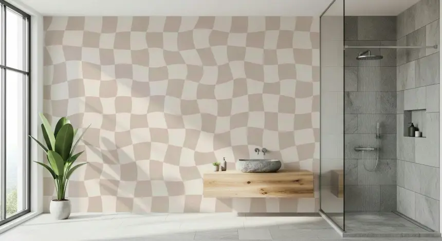 Wavy Checkered Dream Wall Mural