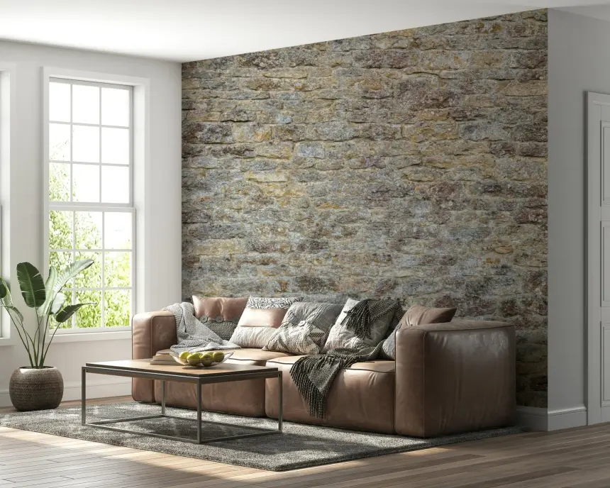 Weathered Stone Brick Wall Mural
