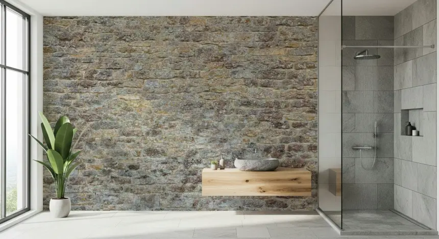 Weathered Stone Brick Wall Mural