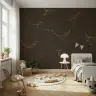 Elegant Golden Whale Line Art Kids Wallpaper 6