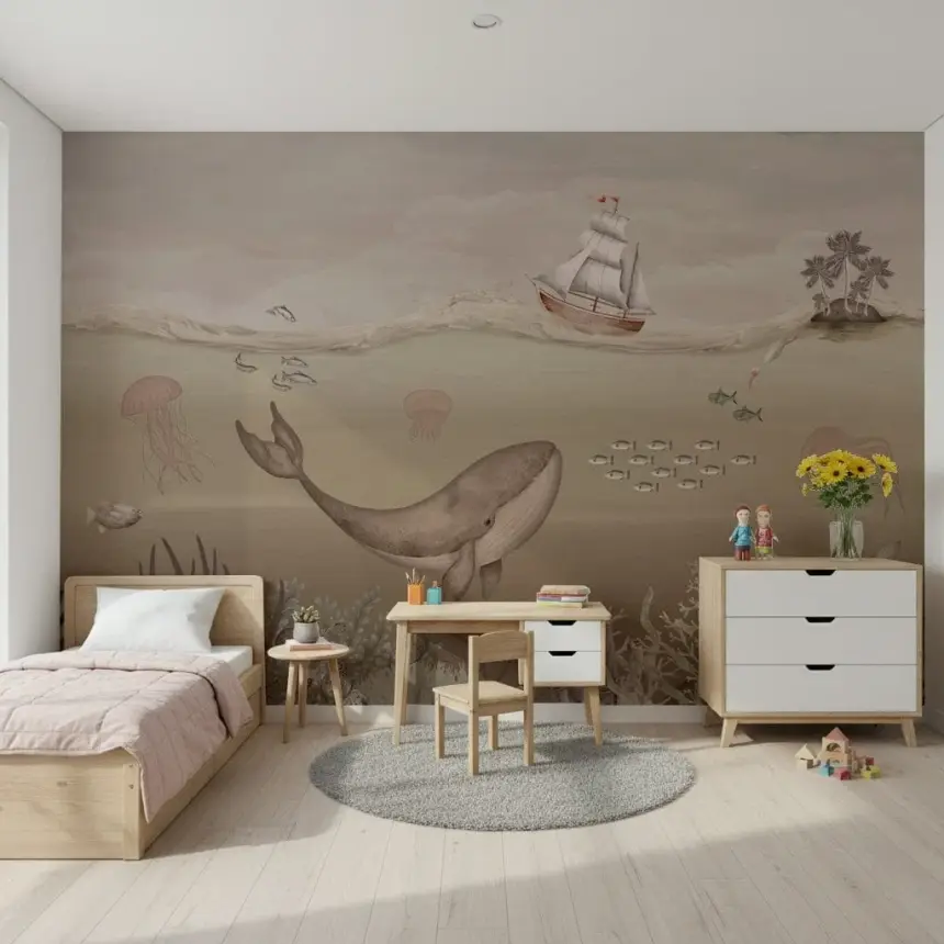 Whale's Journey Wall Mural