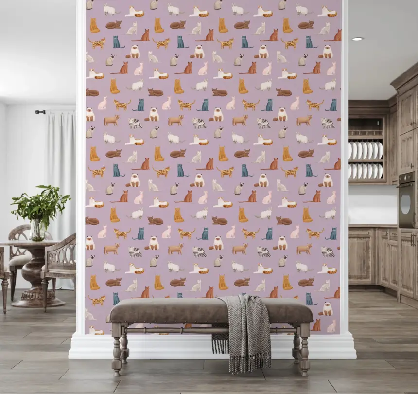 Whimsical Cat Parade Wallpaper