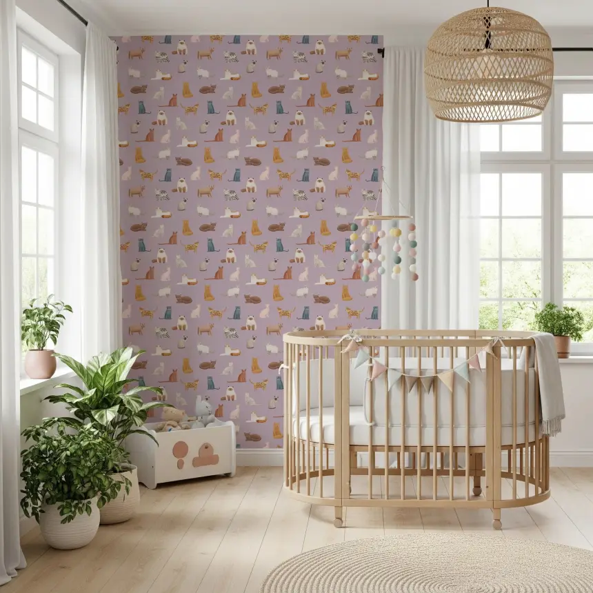 Whimsical Cat Parade Wallpaper