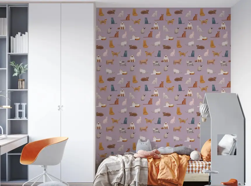 Whimsical Cat Parade Wallpaper