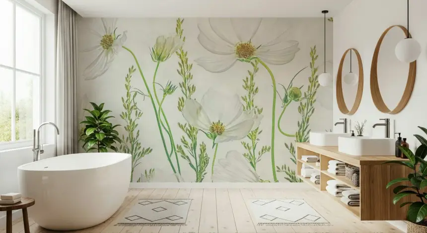 White Cosmos Dreams Wall Mural -2472910