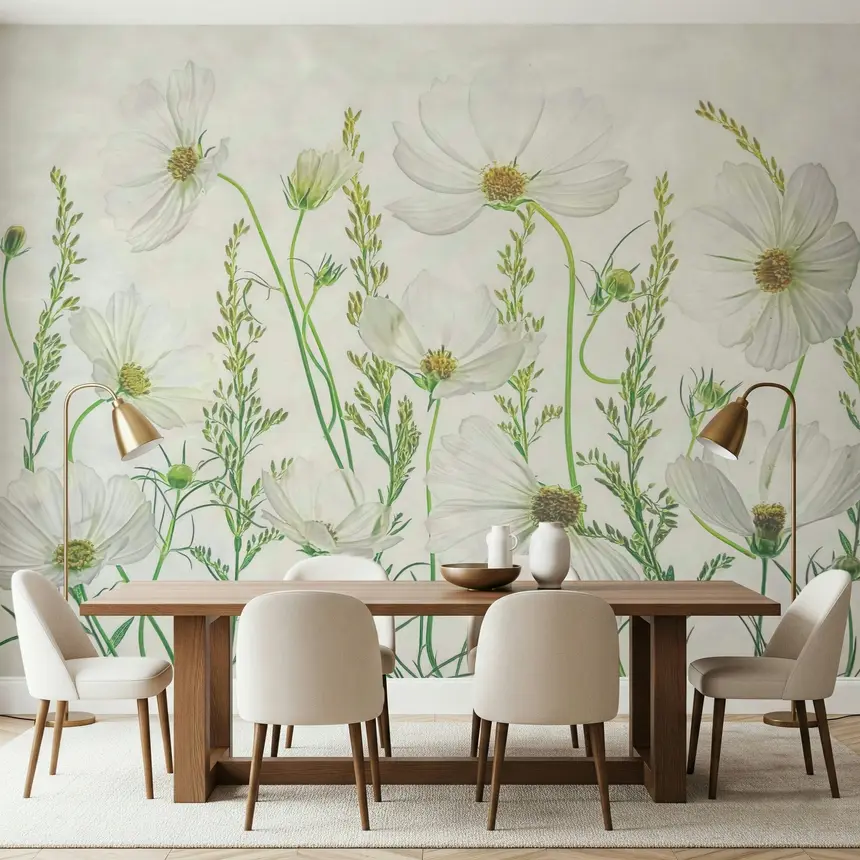 White Cosmos Dreams Wall Mural -2472910