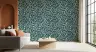 Teal Botanical Vine Pattern Wallpaper 7