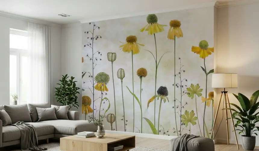 Pressed Wildflowers Wall Mural -1318955