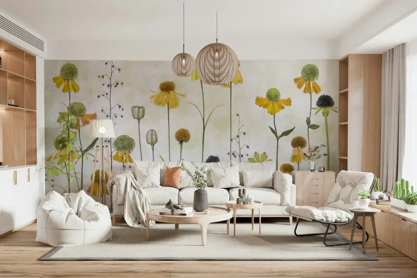 Pressed Wildflowers Wall Mural -1318955
