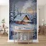 Cozy Winter Cabin in Snowy Forest Wall Mural 6