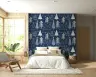 Hand-Drawn Forest Navy White Kids Room Wallpaper 7