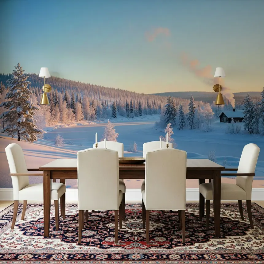 Winter's Light Cabin Wall Mural