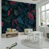 Vibrant Stylized Botanical Forest Wall Mural with Birds 6