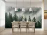 Fog-Kissed Verdant Evergreen Forest Mural 8